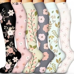 Floral Patterned Knee-High Socks Set
